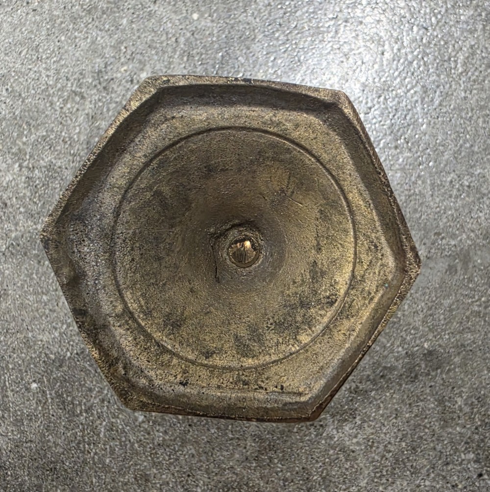 VTG Solid Brass Shorty 6 Sided Base Candle Holder