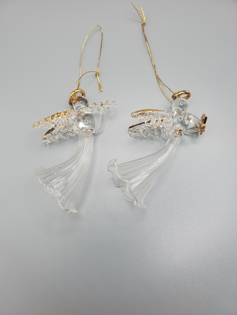 Glass Angels with Gold Accent Set of Two