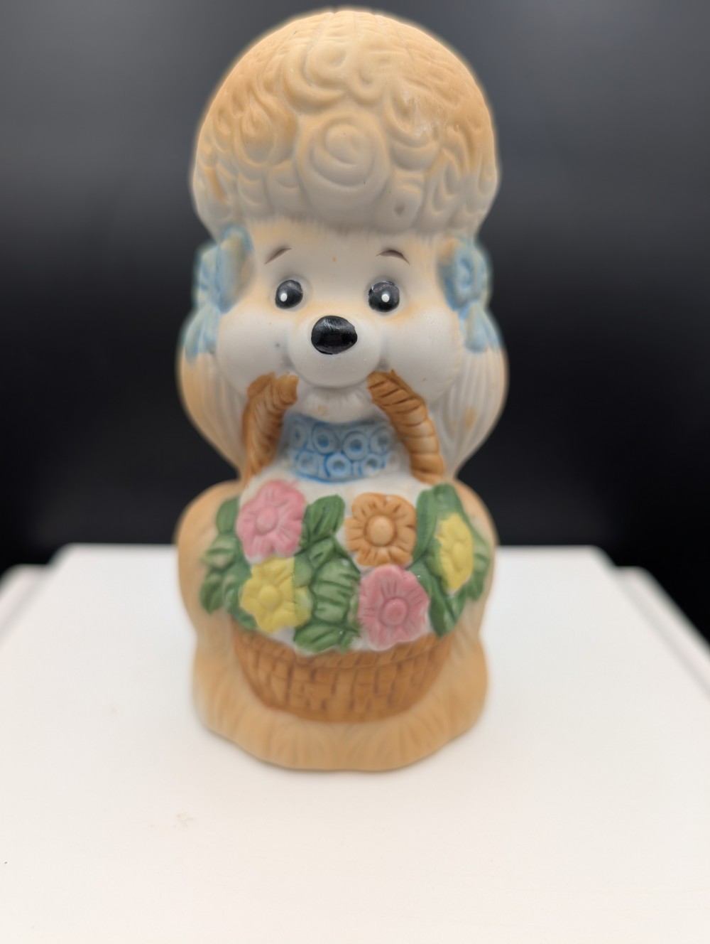 Vintage Jasco bisque porcelain poodle bell