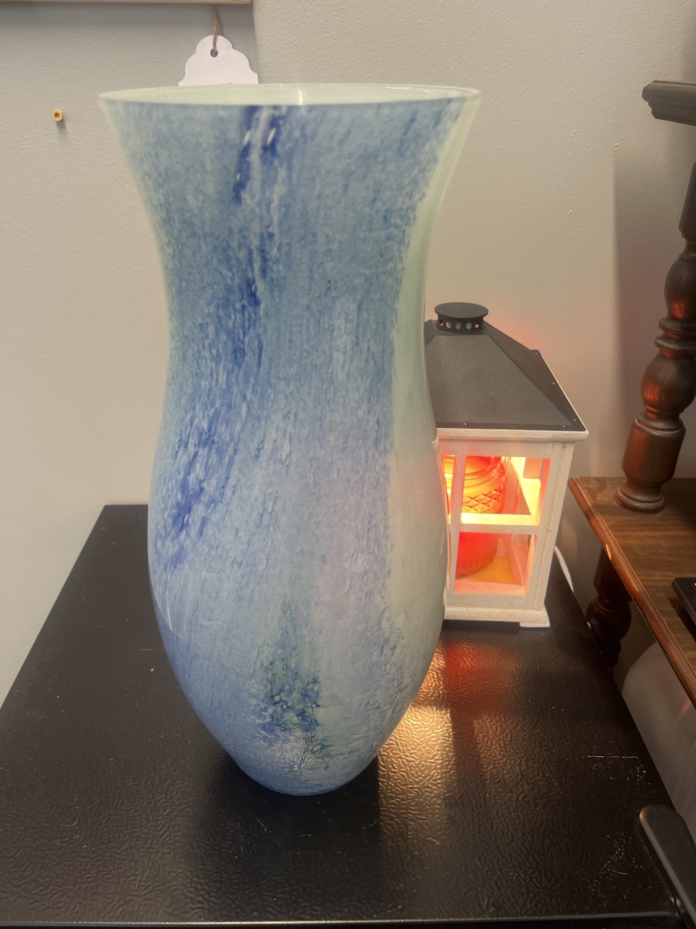 Large, hand-blown art glass vase