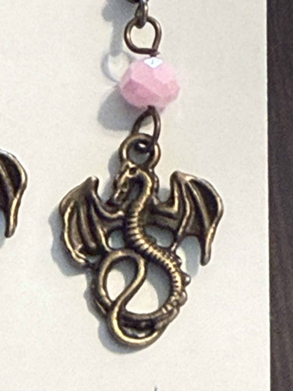 Earrings - Sm Bronze Dragon w/ Bead