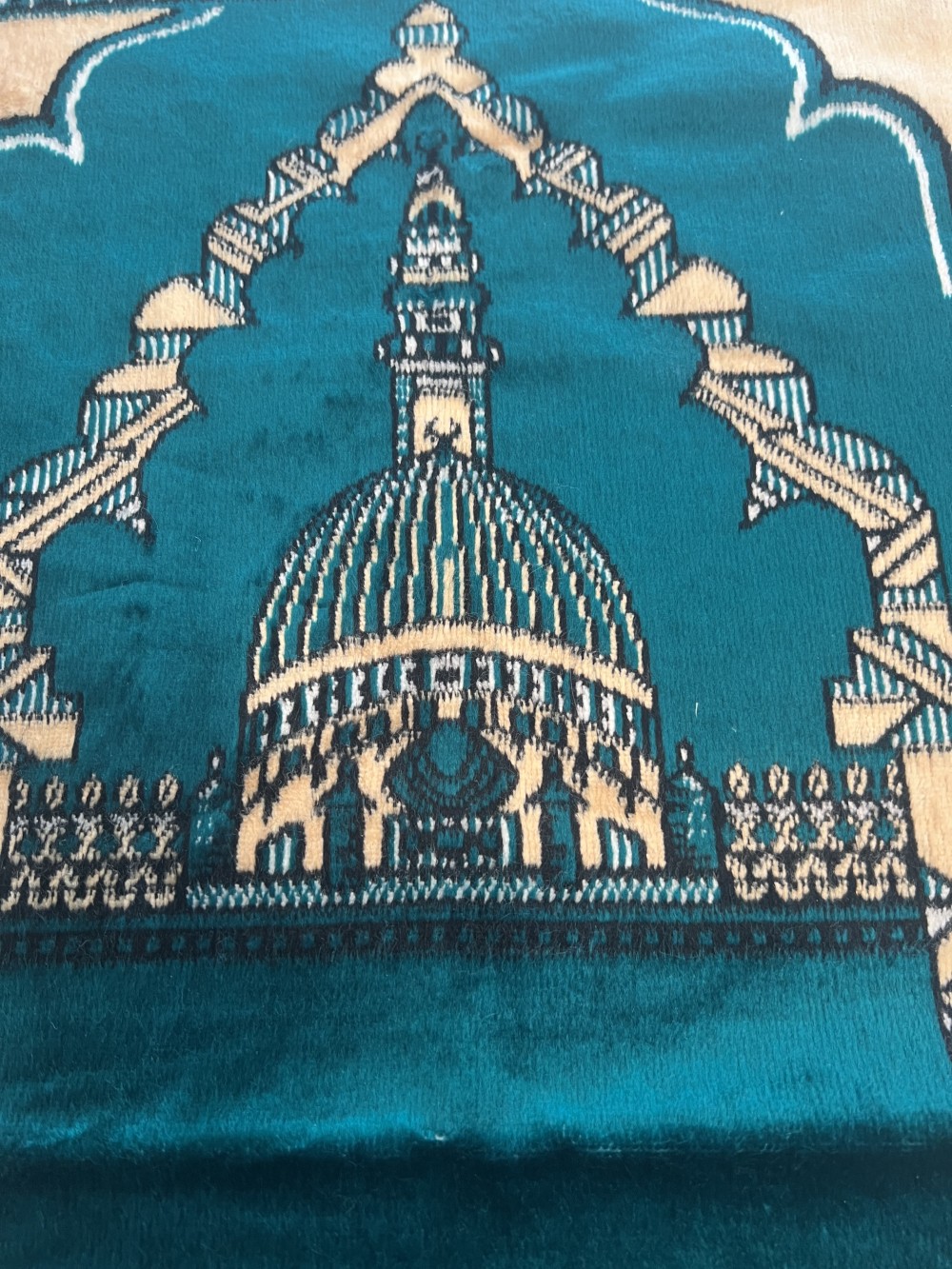 Vintage Islamic Prayer Rug with Mosque Design