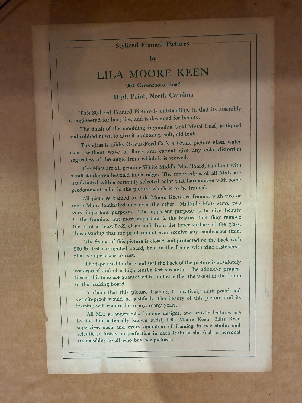 Vtg. Framed Lila Moore Keen Camellia Botanical Print