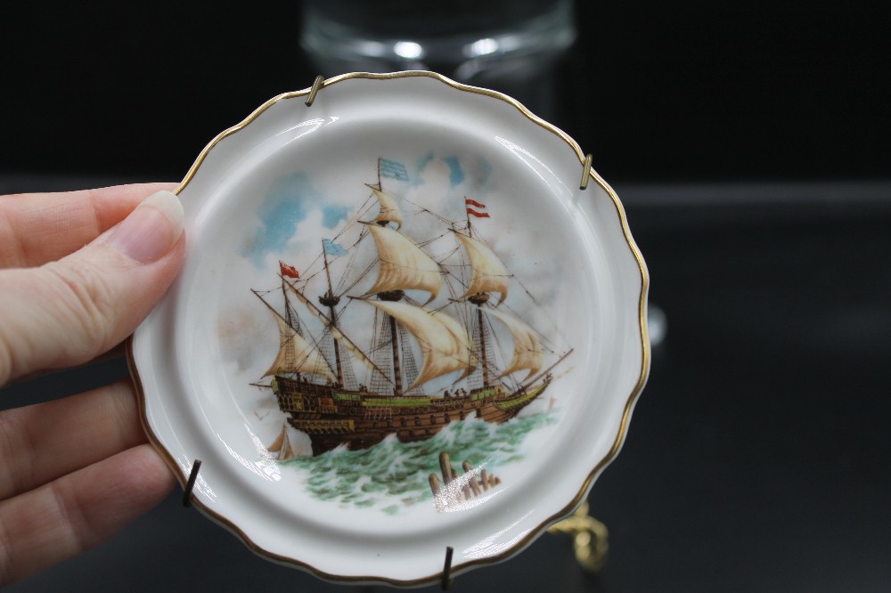 s/2 Vtg fine bone china nautical display plates/hangers