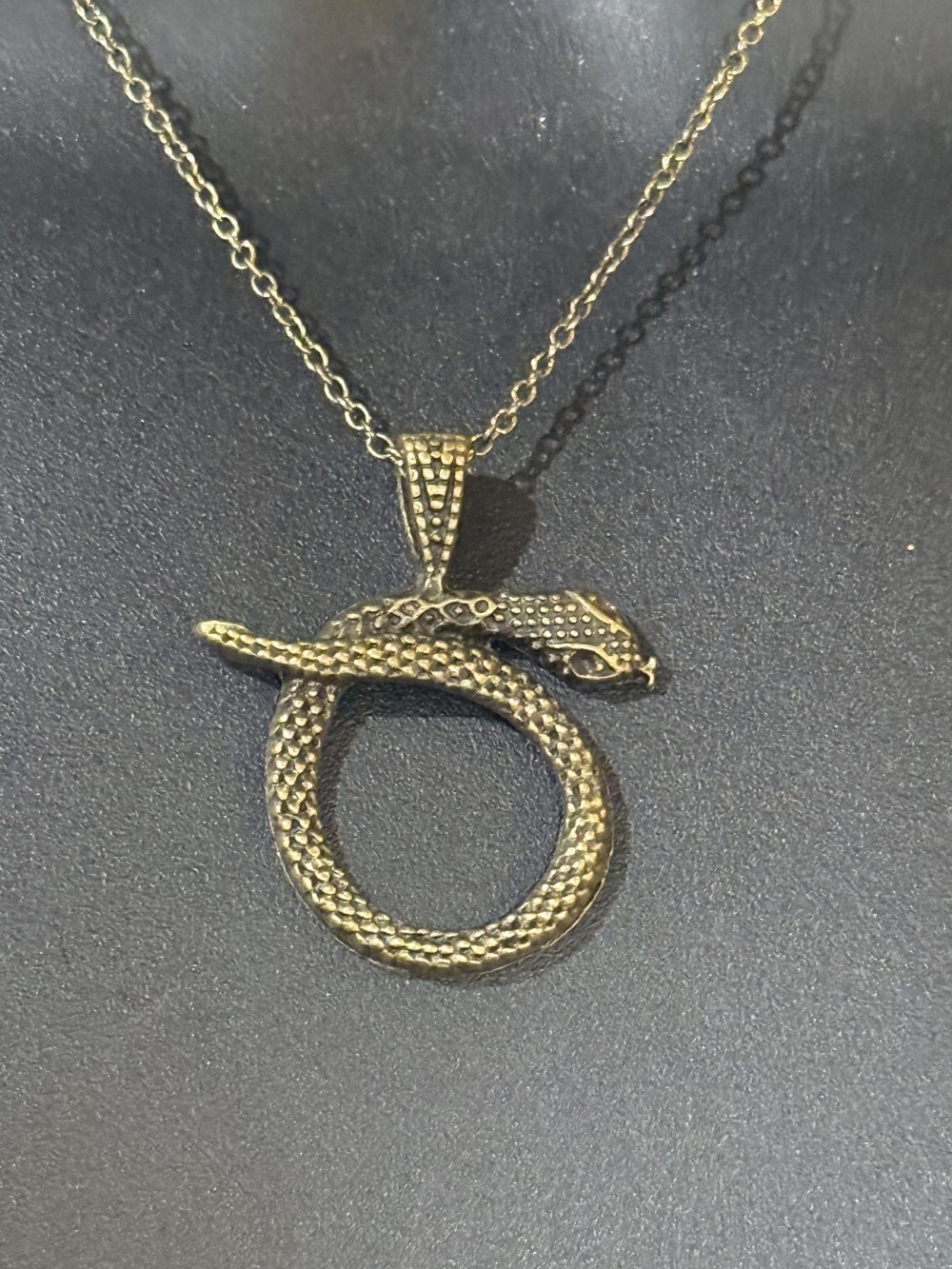 Pendant Necklace -  Snake Looped in Bronze