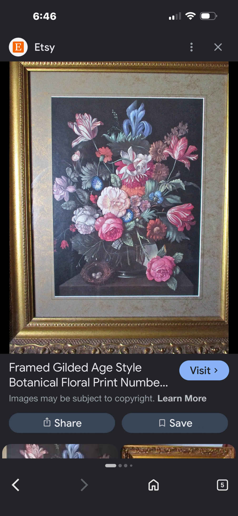 DARK FLORALS, GOLD FRAMED PRINT