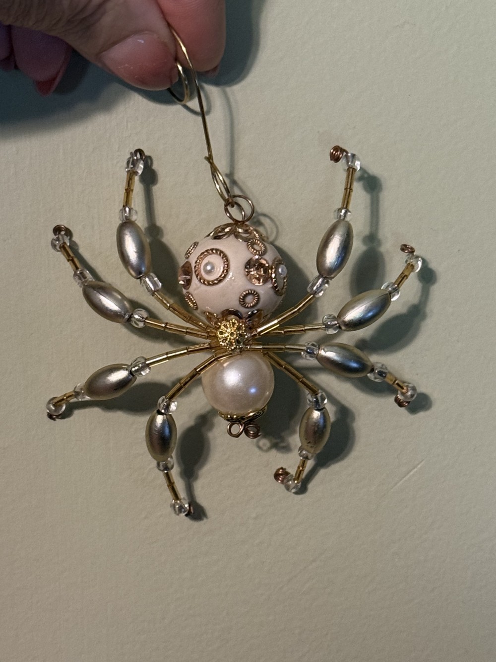 Ornament - Spider - Cream and Gold Embellished