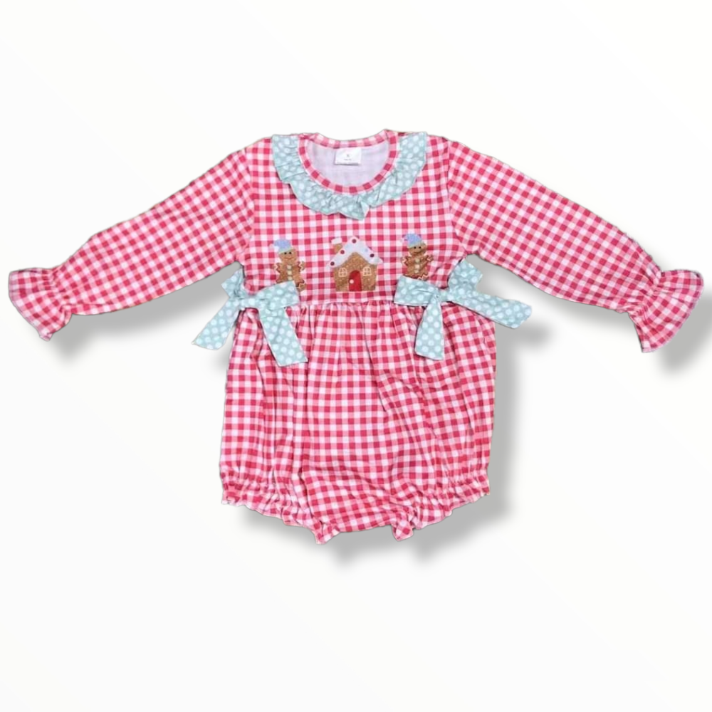 Gingham Gingerbread Romper