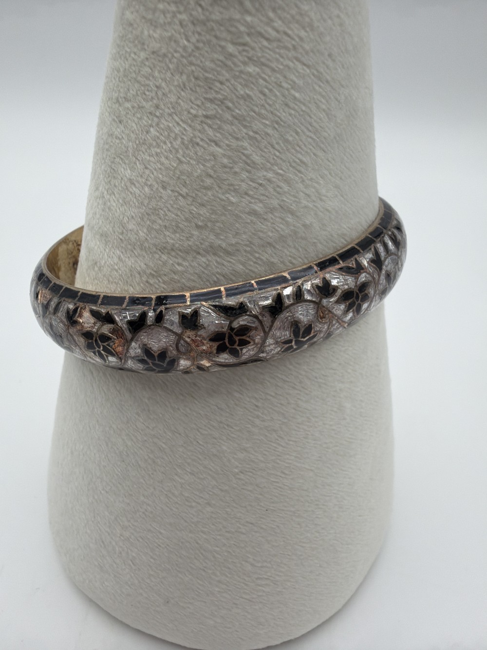 Vtg Floral Enamel Brass Bangle AS IS