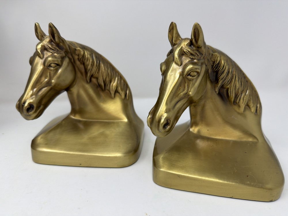 Pr Brass Horse Head Bookends