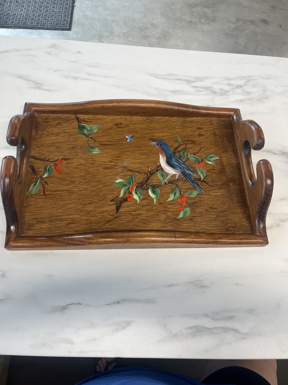 Handpainted wooden tray