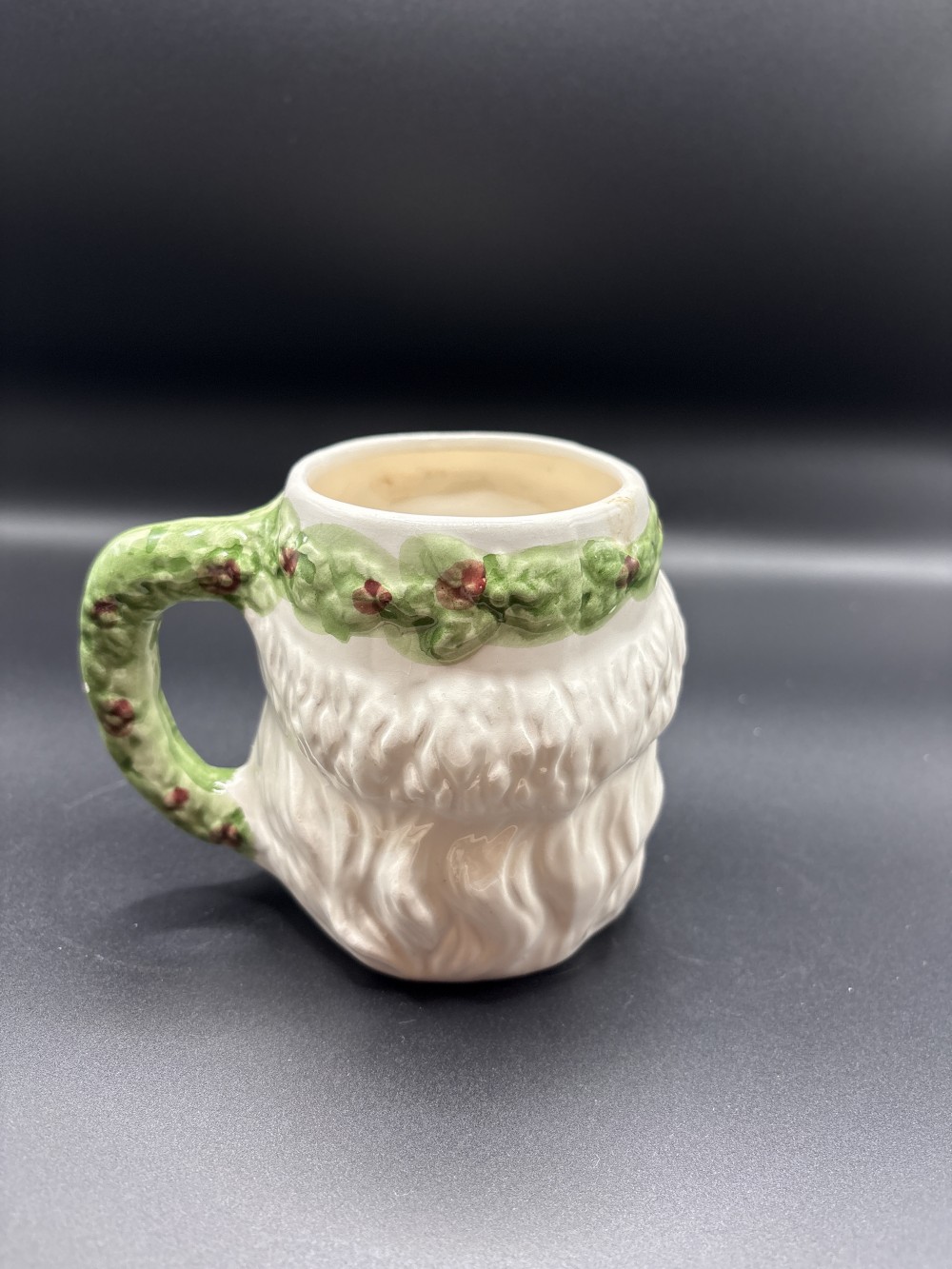Garland Wrapped & Handle Santa Face Eyes Closed Mug