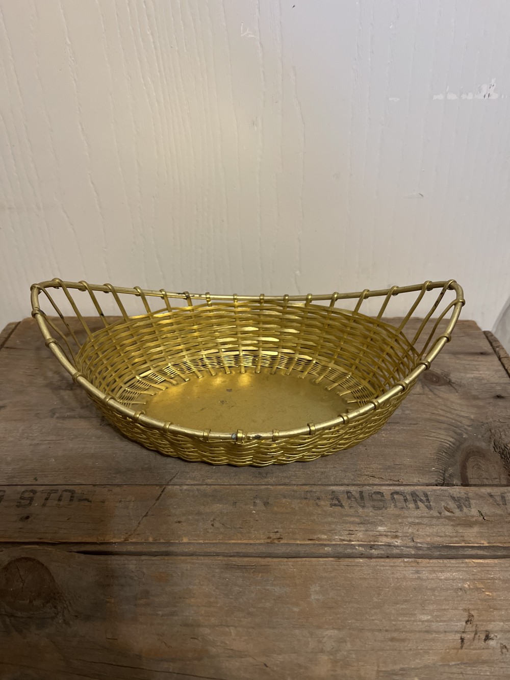 Vtg brass woven basket
