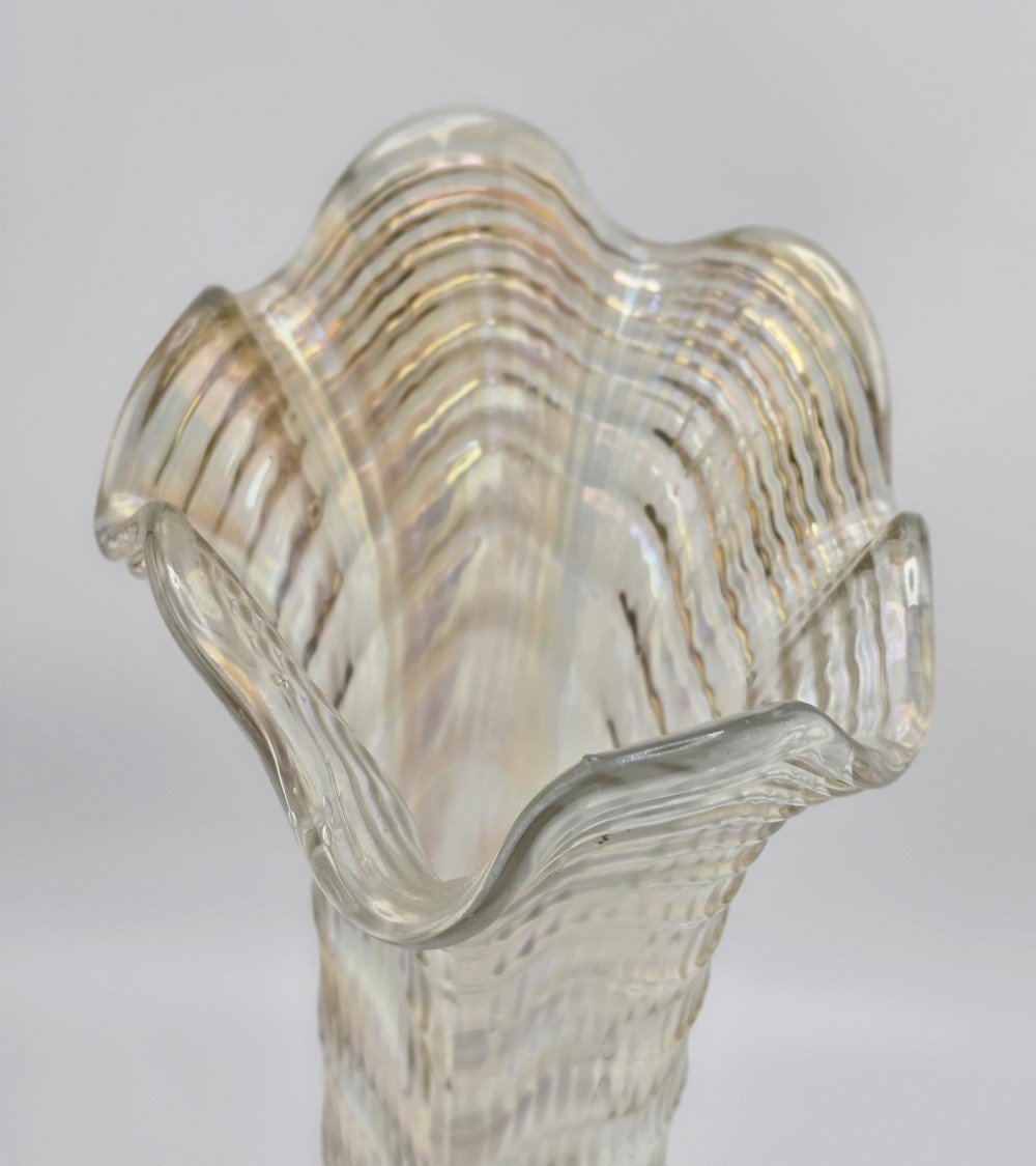 Antique 1920s Imperial Glass Ripple Swung Vase Marigold
