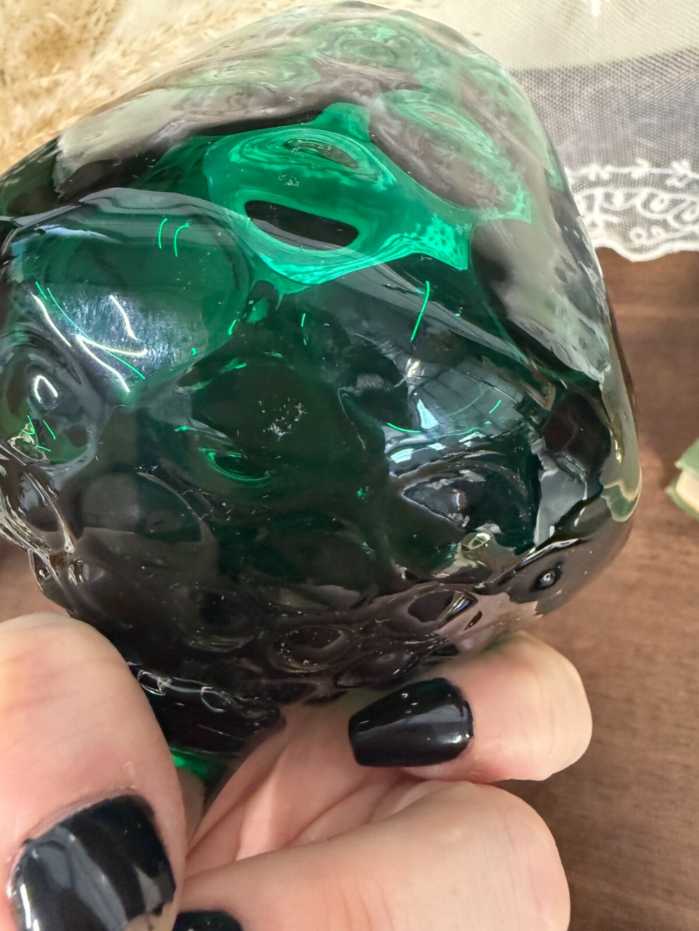 Emerald Green Optic Glass Brandy Snifter Vase