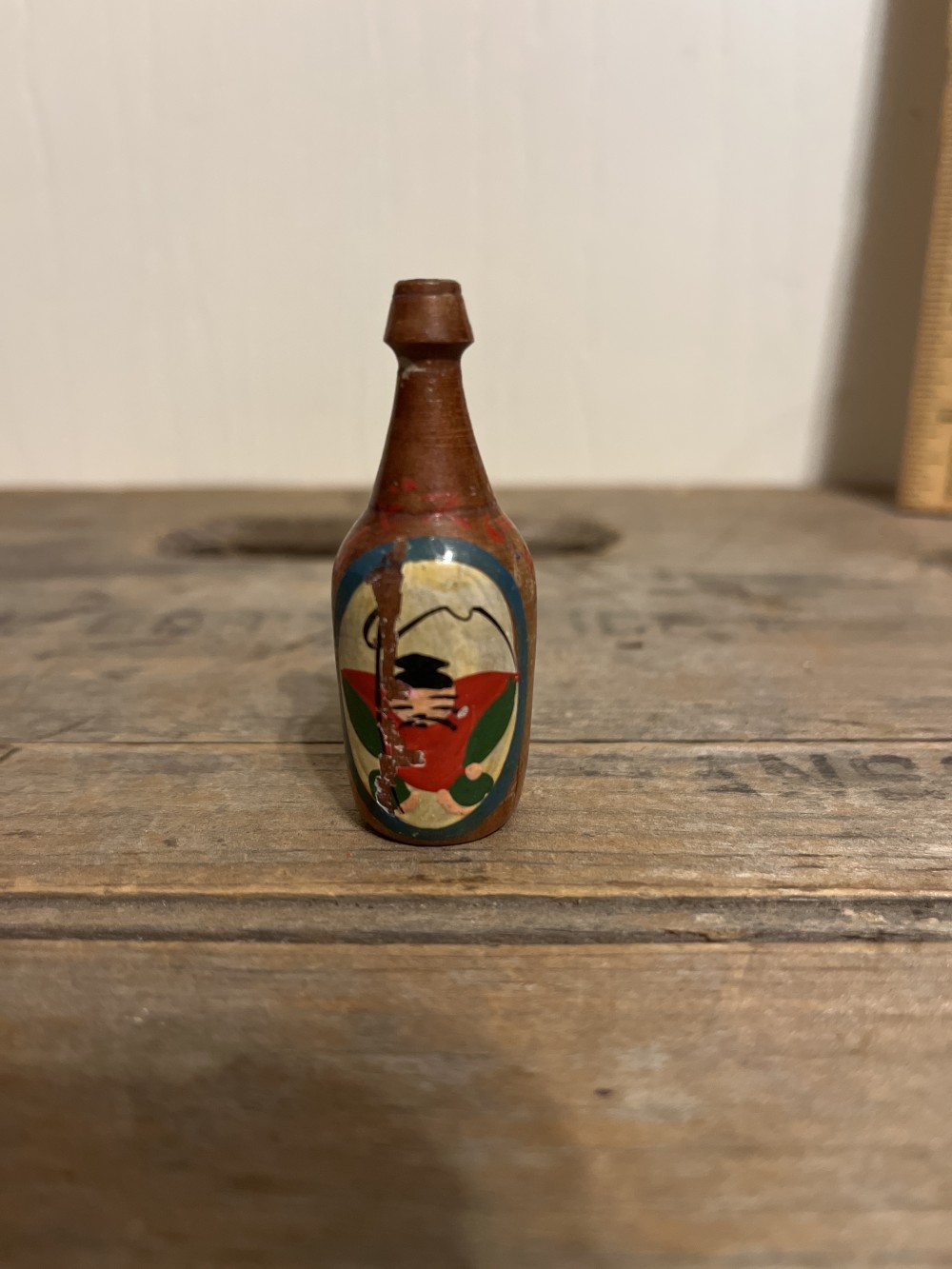 1960s Japanese folk art mini bottle