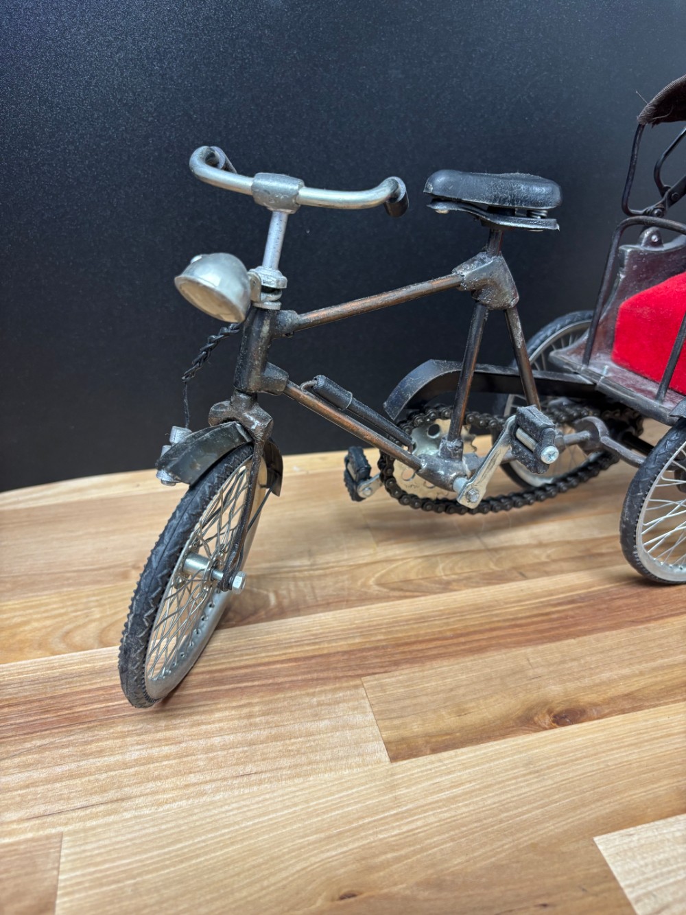 Vintage Metal Bicycle Rickshaw Pedicab with Canopy 14 Inch