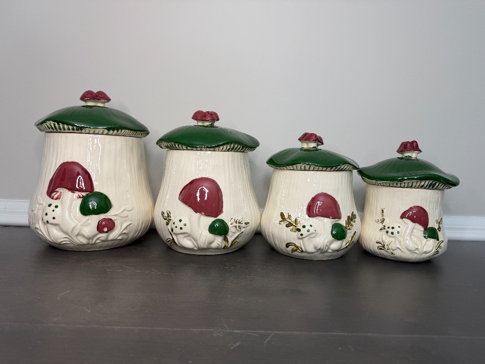 Ceramic Mushroom Canister Set of 4 - Arnel's