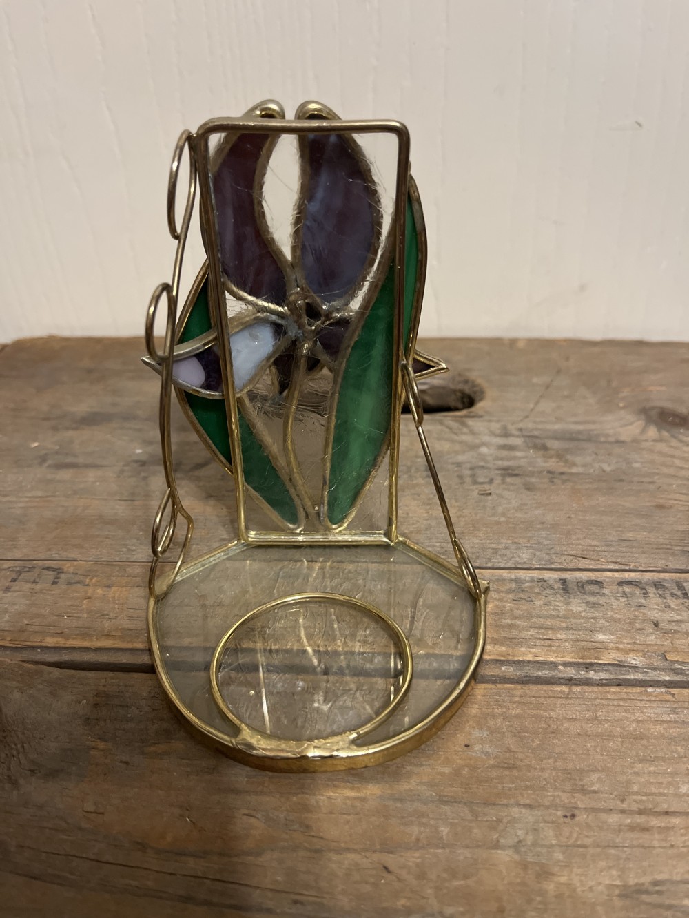 Artisan Stained Glass Iris Votive