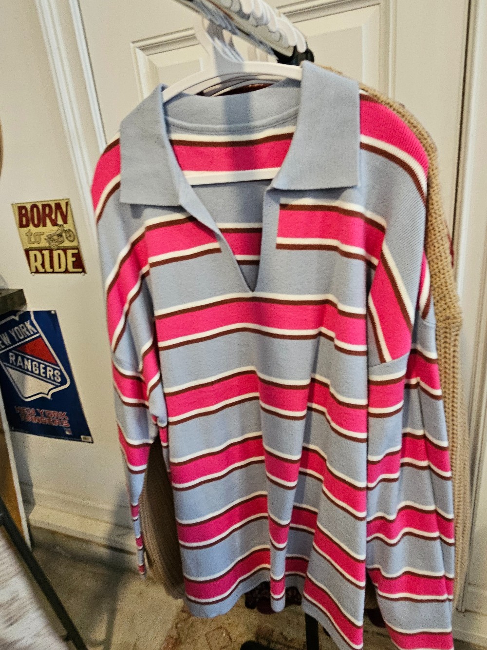 Collared stripped sweater