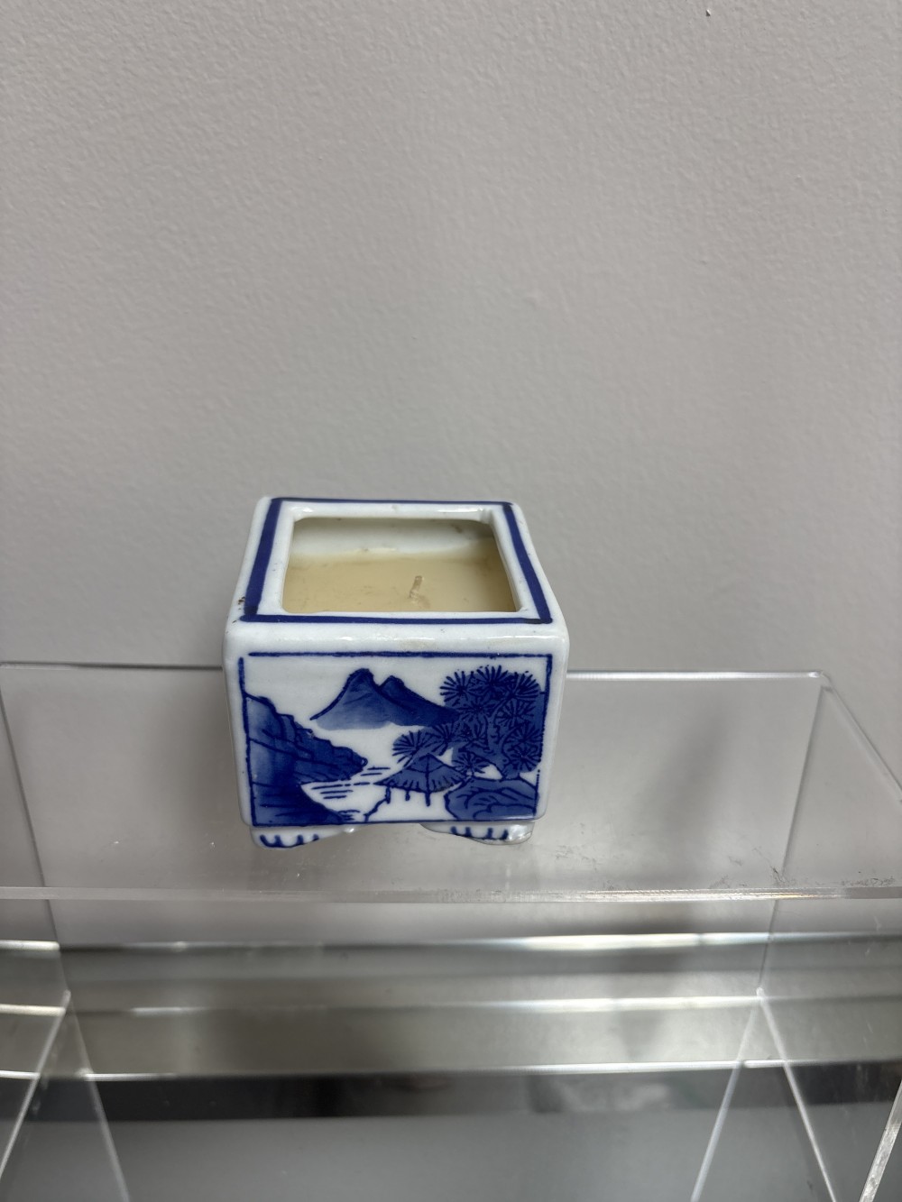 Blue and White Square Candle