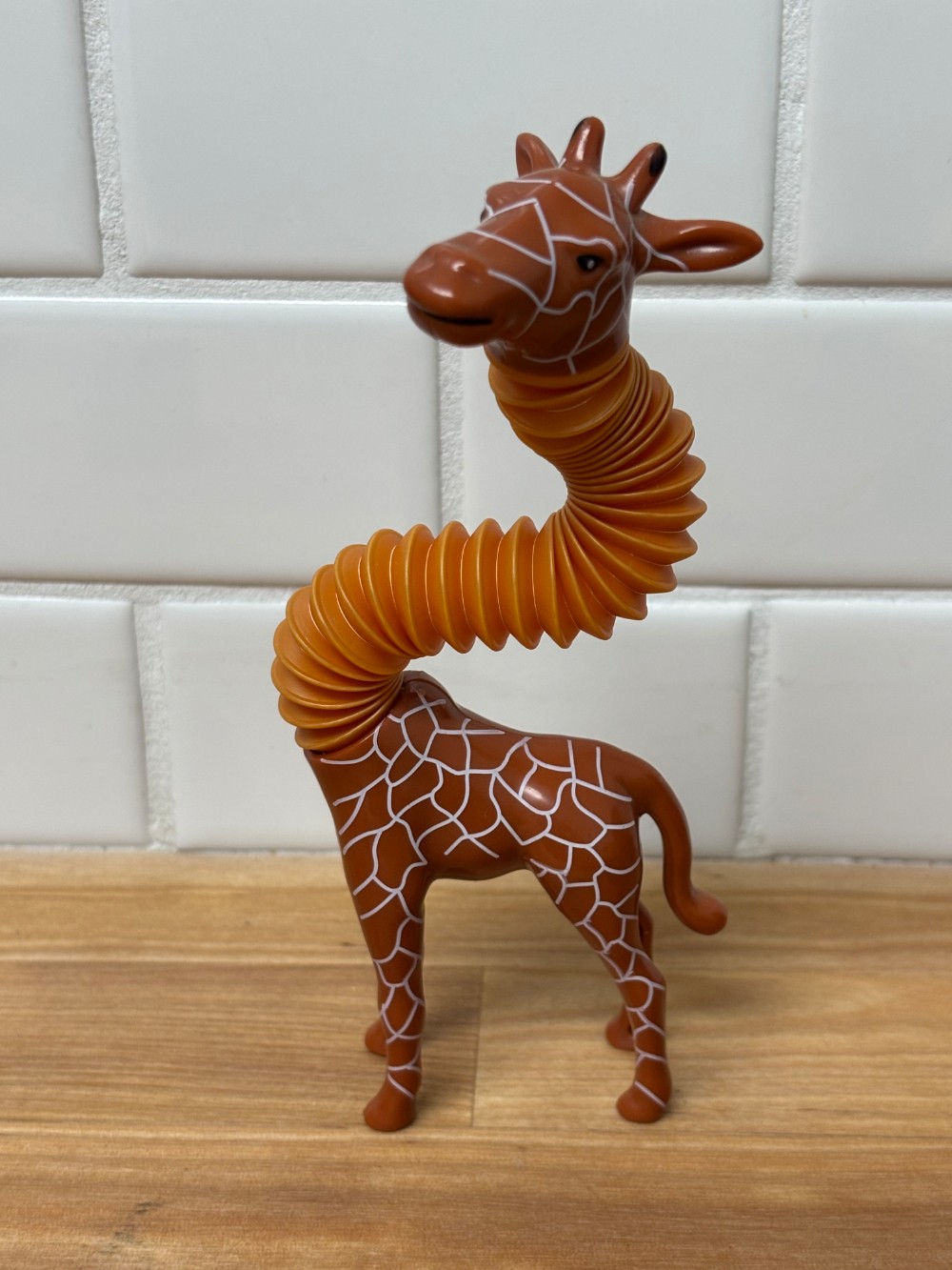 Toy Giraffe Vintage Accordion Stretch Neck Plastic Figure 4½
