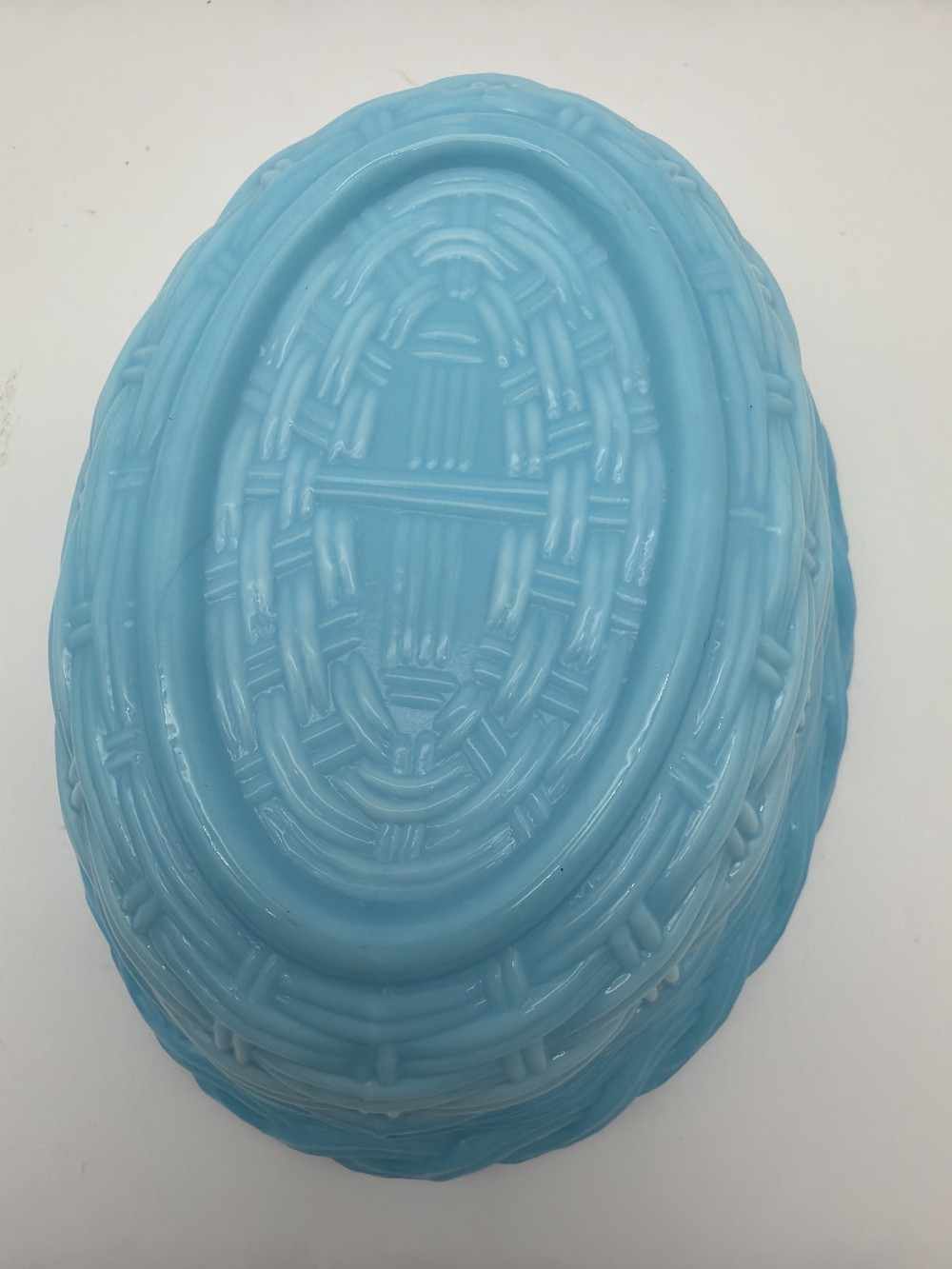 Westmoreland Blue Slag Swan Dish