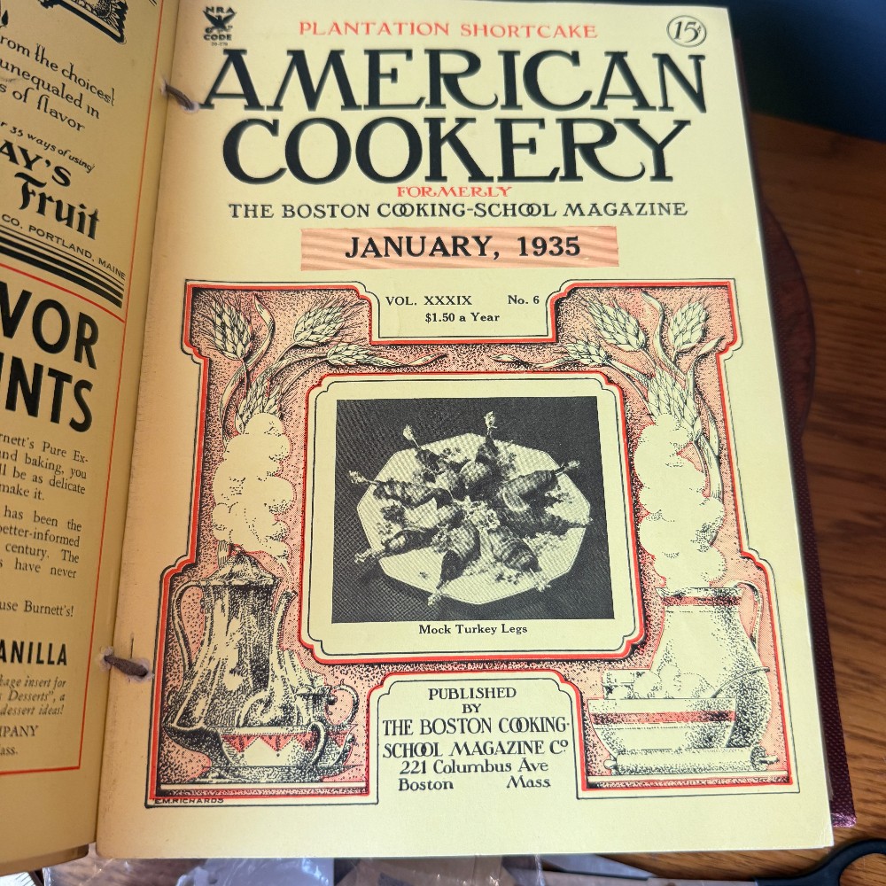 Bound American Cookery Magazine 1933–1935 Burgundy Cloth Kitchen Ephemera - DANA