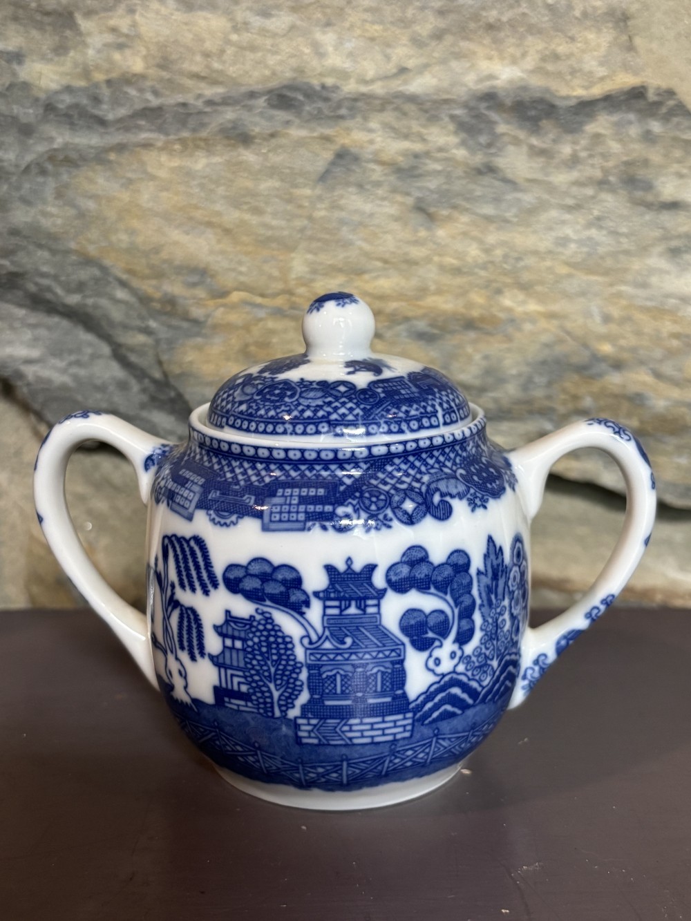 Blue Willow Sugar Bowl with Lid Vintage 1924 Japan Excellent Condition Taisho Era