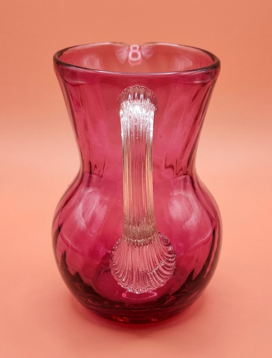 VTG Pilgrim Optic Swirl Cranberry Glass Pitcher