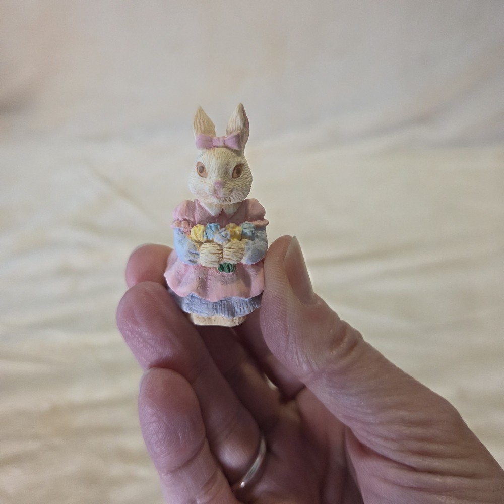 VTG Miniature Bunny in Pink Dress