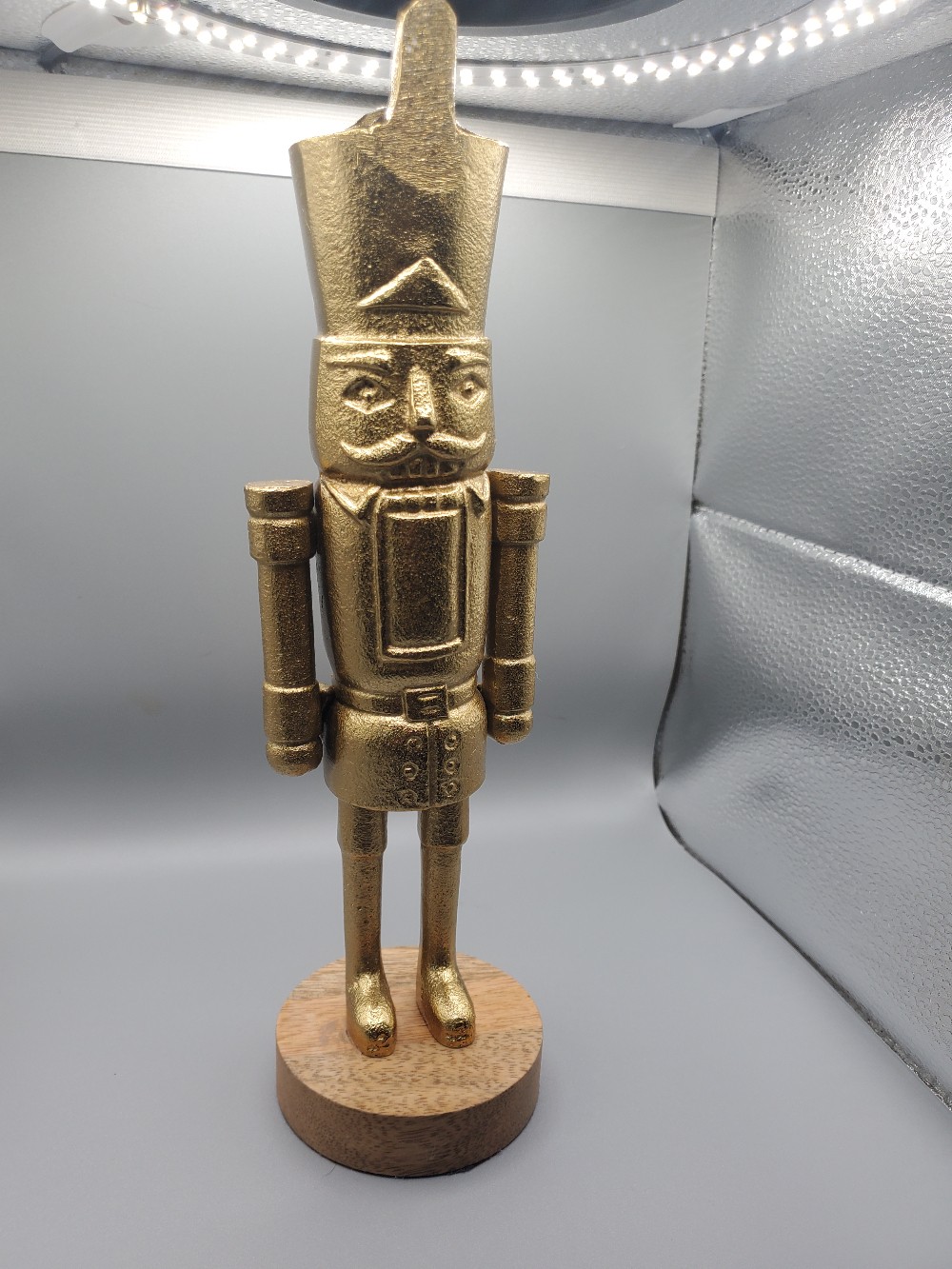Gold Metal Painted Wooden Base Nutcracker