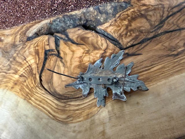 Copper Beaded Oak Leaf Brooch Fall Season