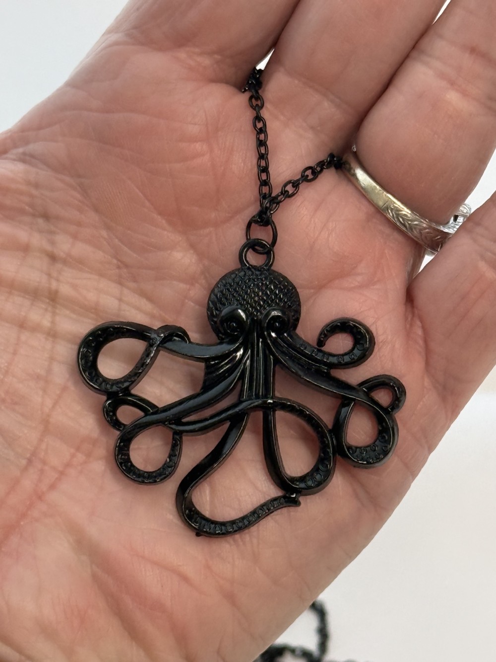 Necklace - Black Octopus Pendant on Black Chain