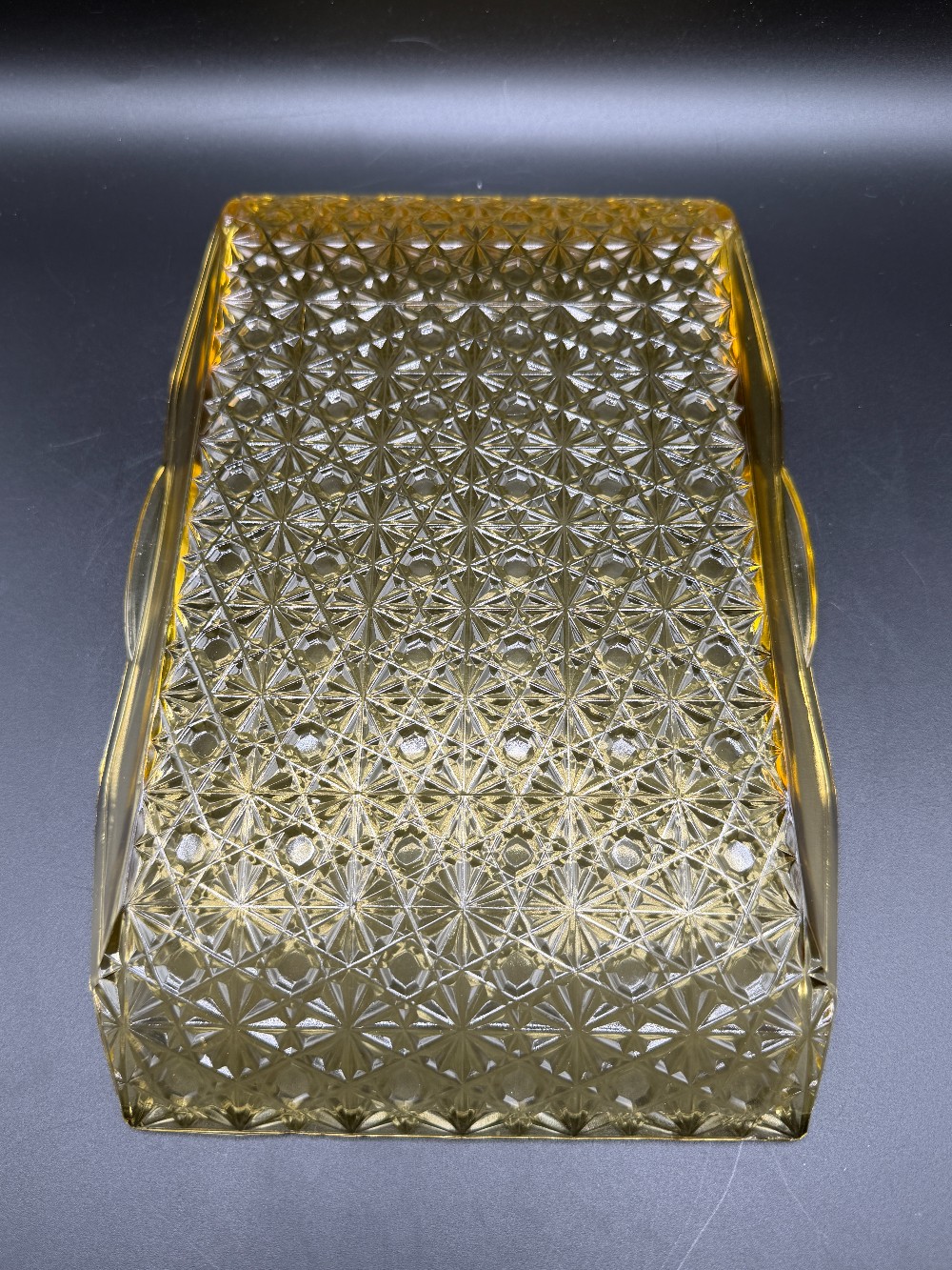 Vintage 1970s Indiana Glass Amber Valencia Rectangular Vanity & Serving Tray