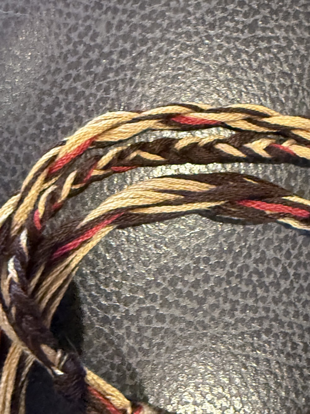 Necklace - Long Braided String Bronze Pendant