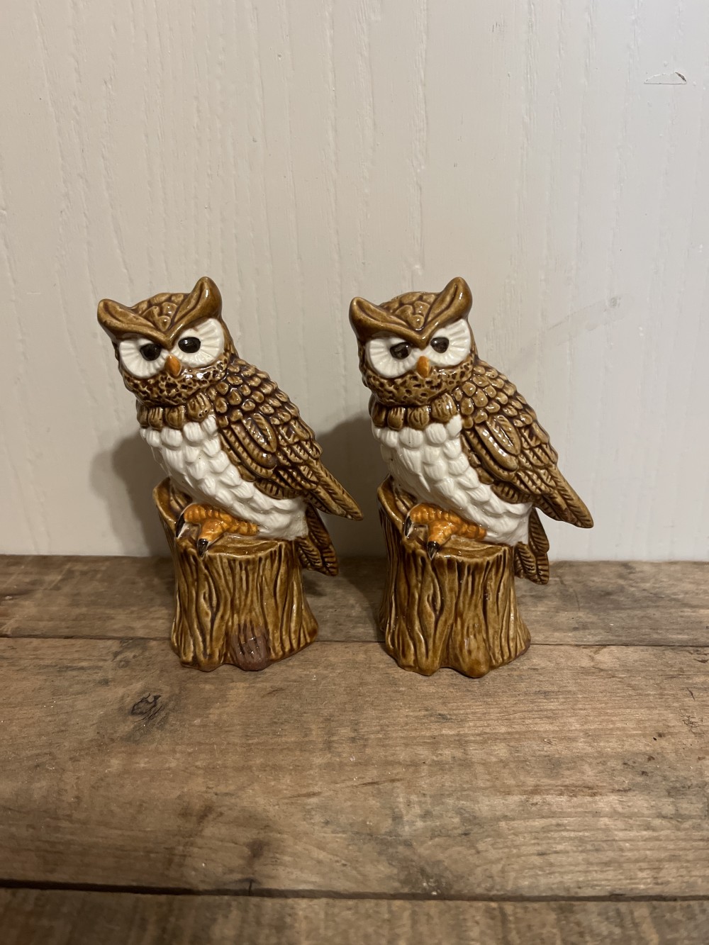Vtg Owl on Stump S&P shakers