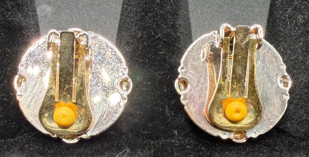 Vintage South Carolina Palmetto & Crescent (Gorget) Clip-On Earrings