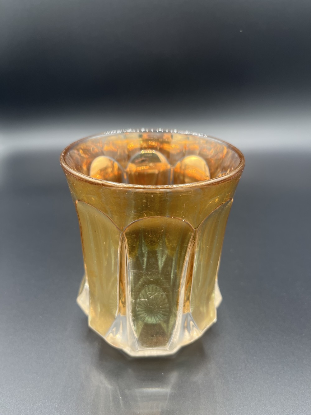 Vtg Set of 6 Amber faceted tumblers