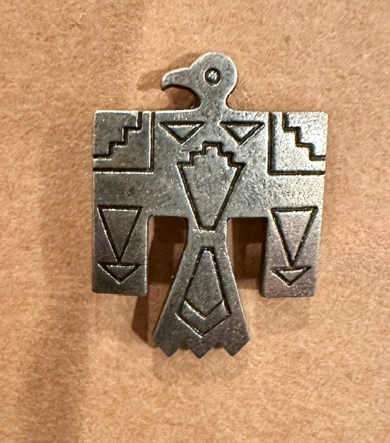 Vint Native American-style silver tone Thunderbird  pin