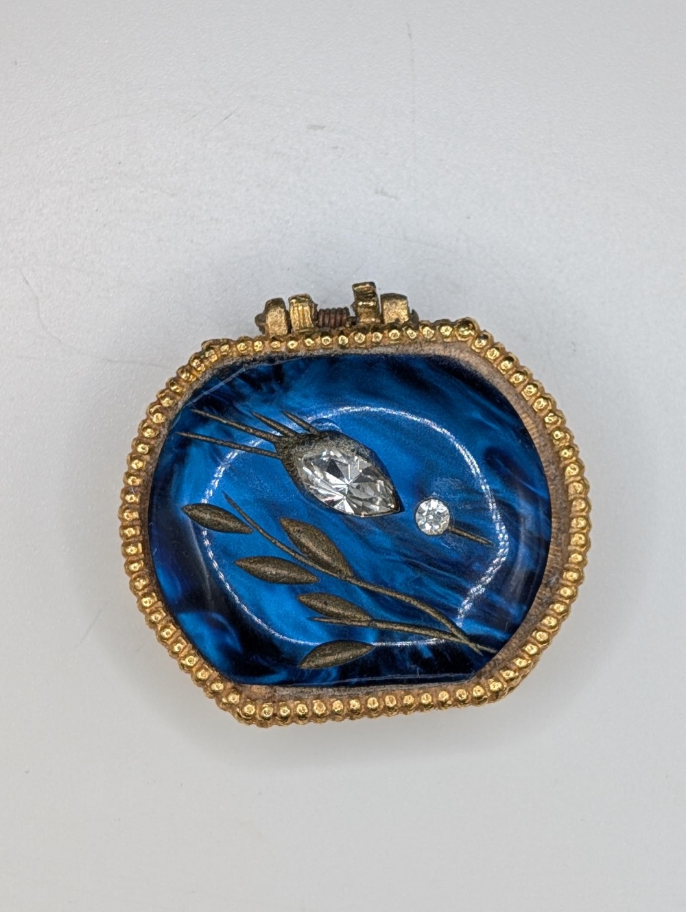 Vtg blue/gold trinket box