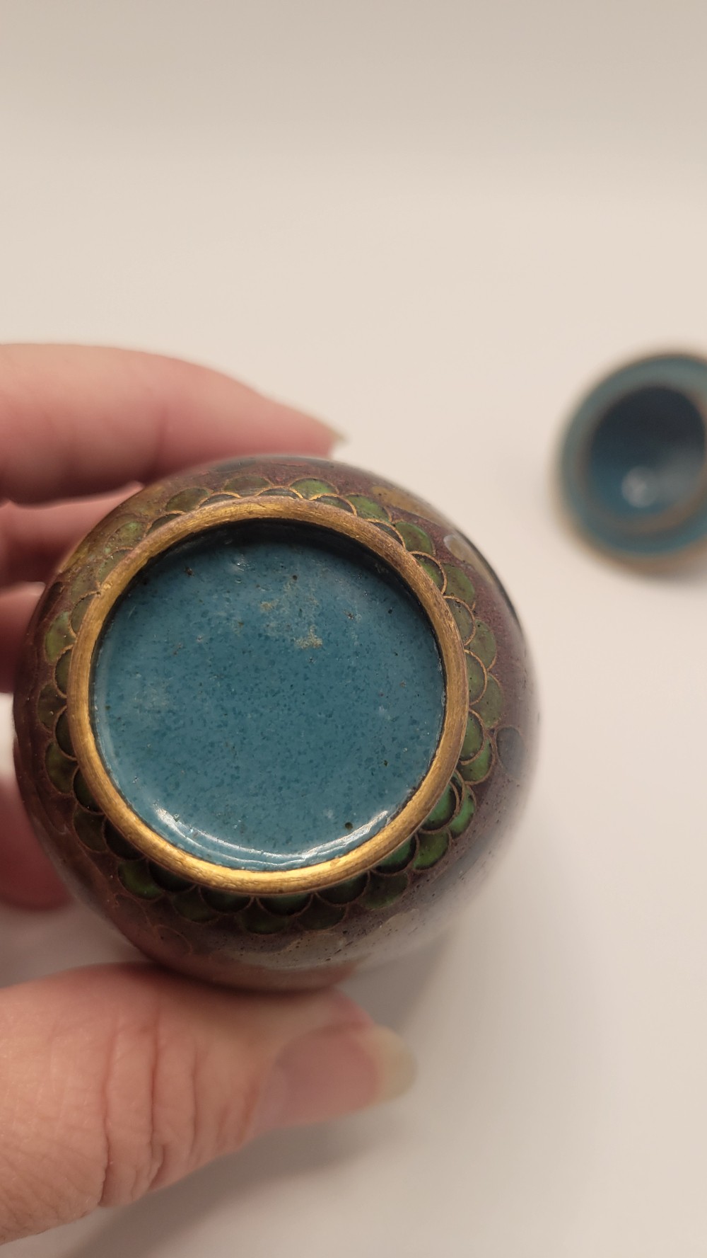 Vintage Cloisonné Lidded Ginger Jar