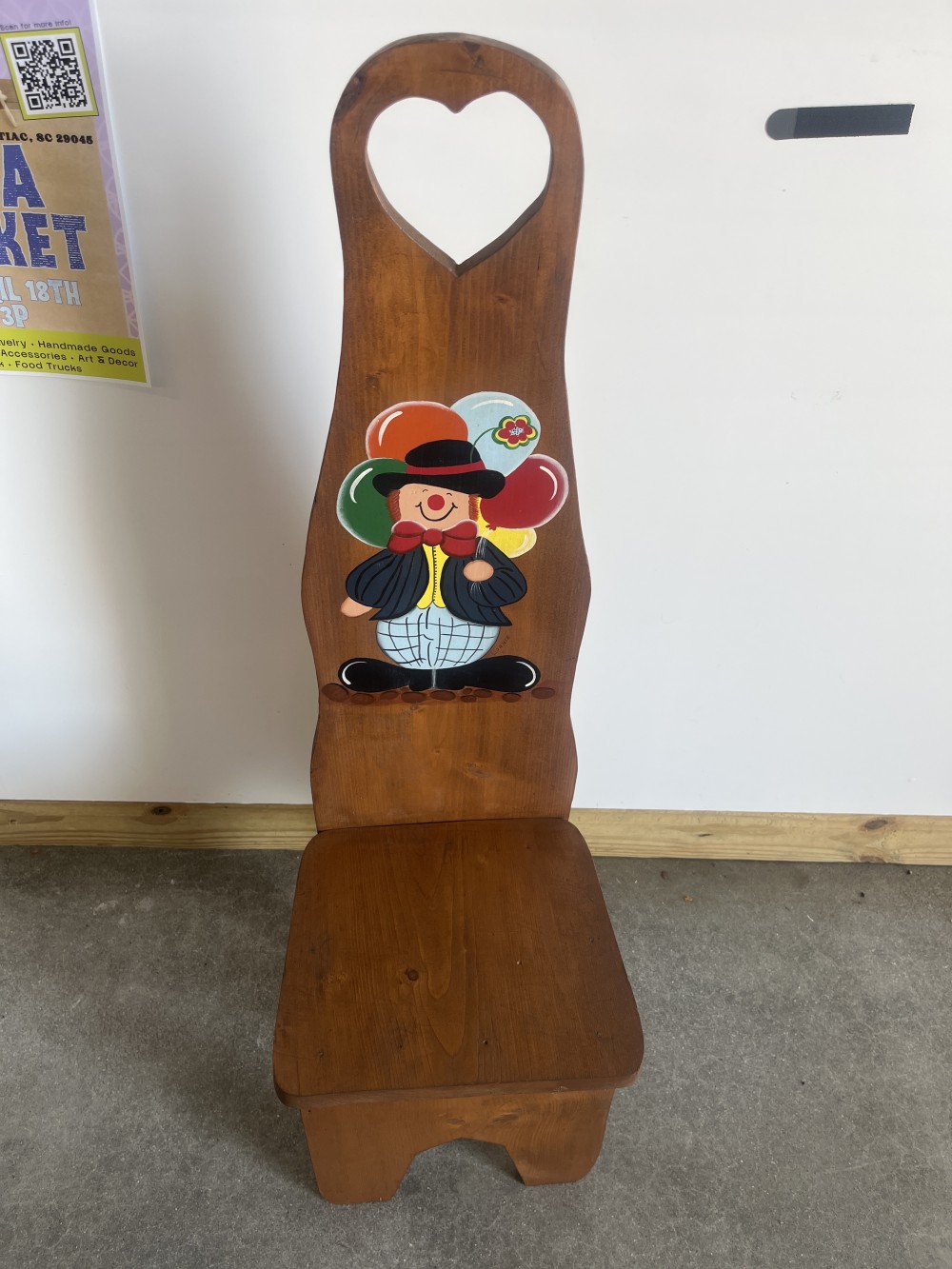 Vtg wooden, hand painted “pouting chair”
