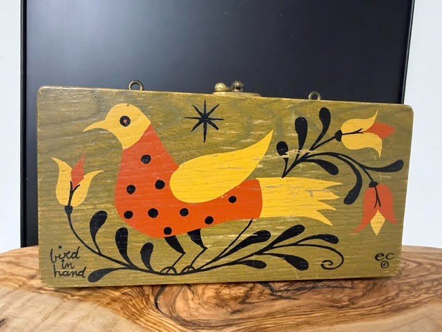 1967 Enid Collins Wood Purse with Mirror No Handle
