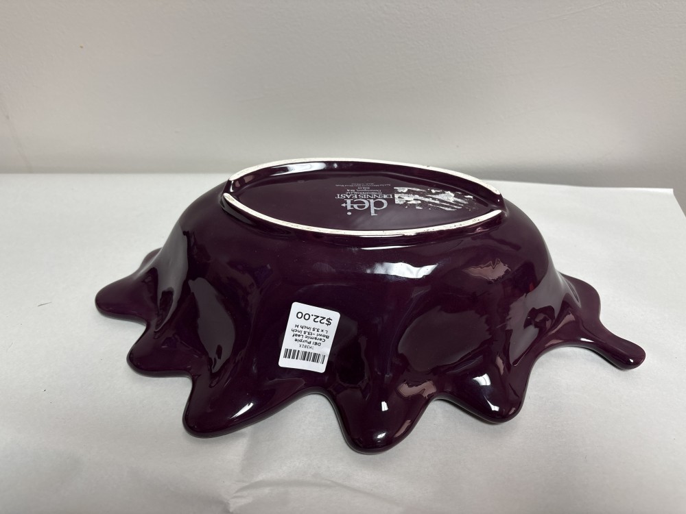 DEI Purple Ceramic Leaf Bowl ~13.5 inch L x 3.5 inch H