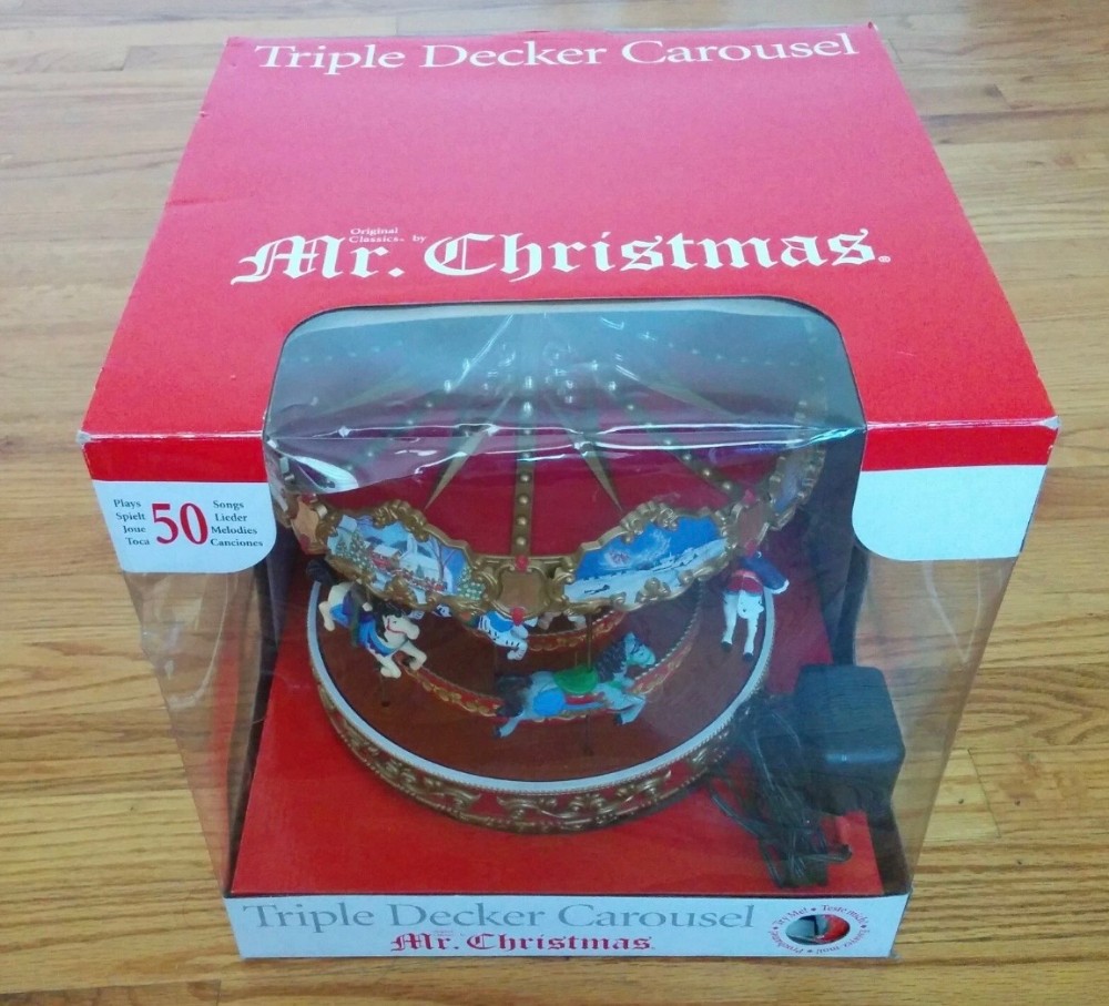 Triple Decker Carousel Mr Christmas Animated Musical Lighted 50 Songs 2009