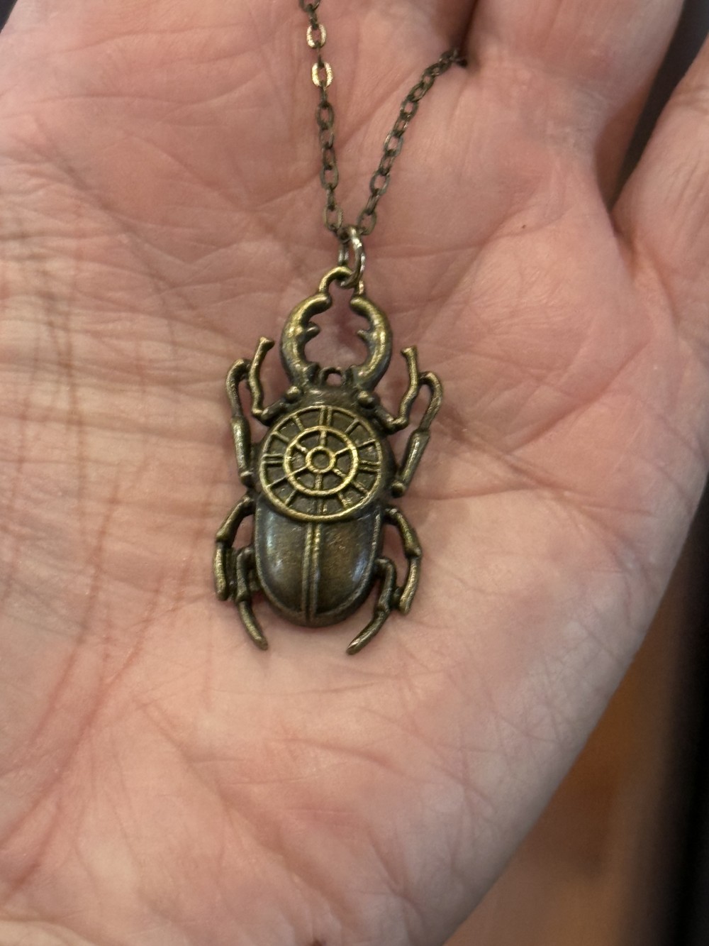 Pendant Necklace - Bronze Scarab Beetle