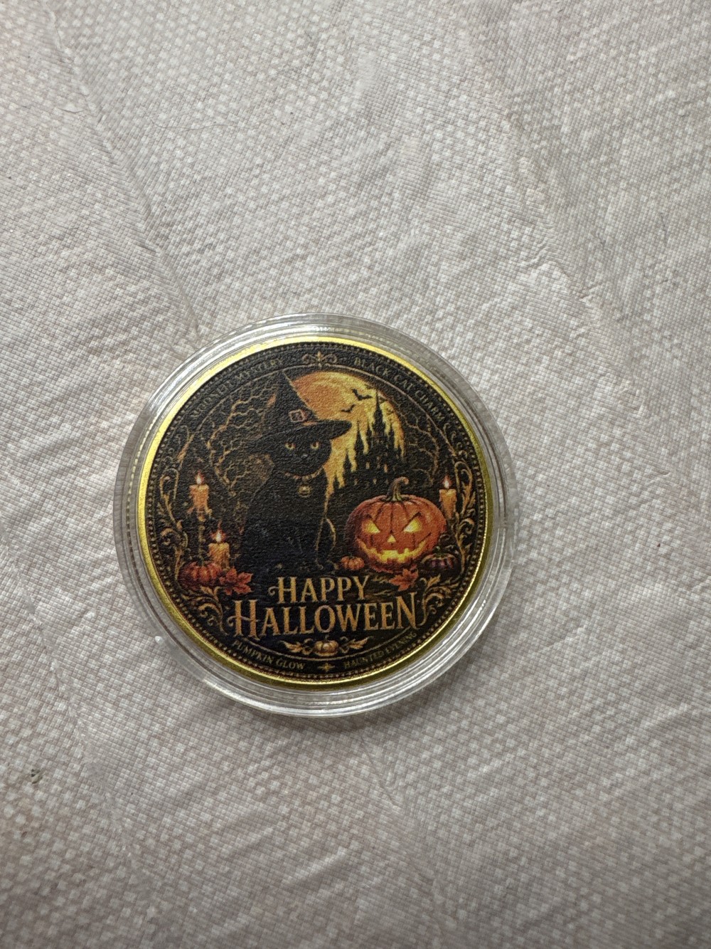 Halloween Coin 2D Witching Night Black Cat and Castle