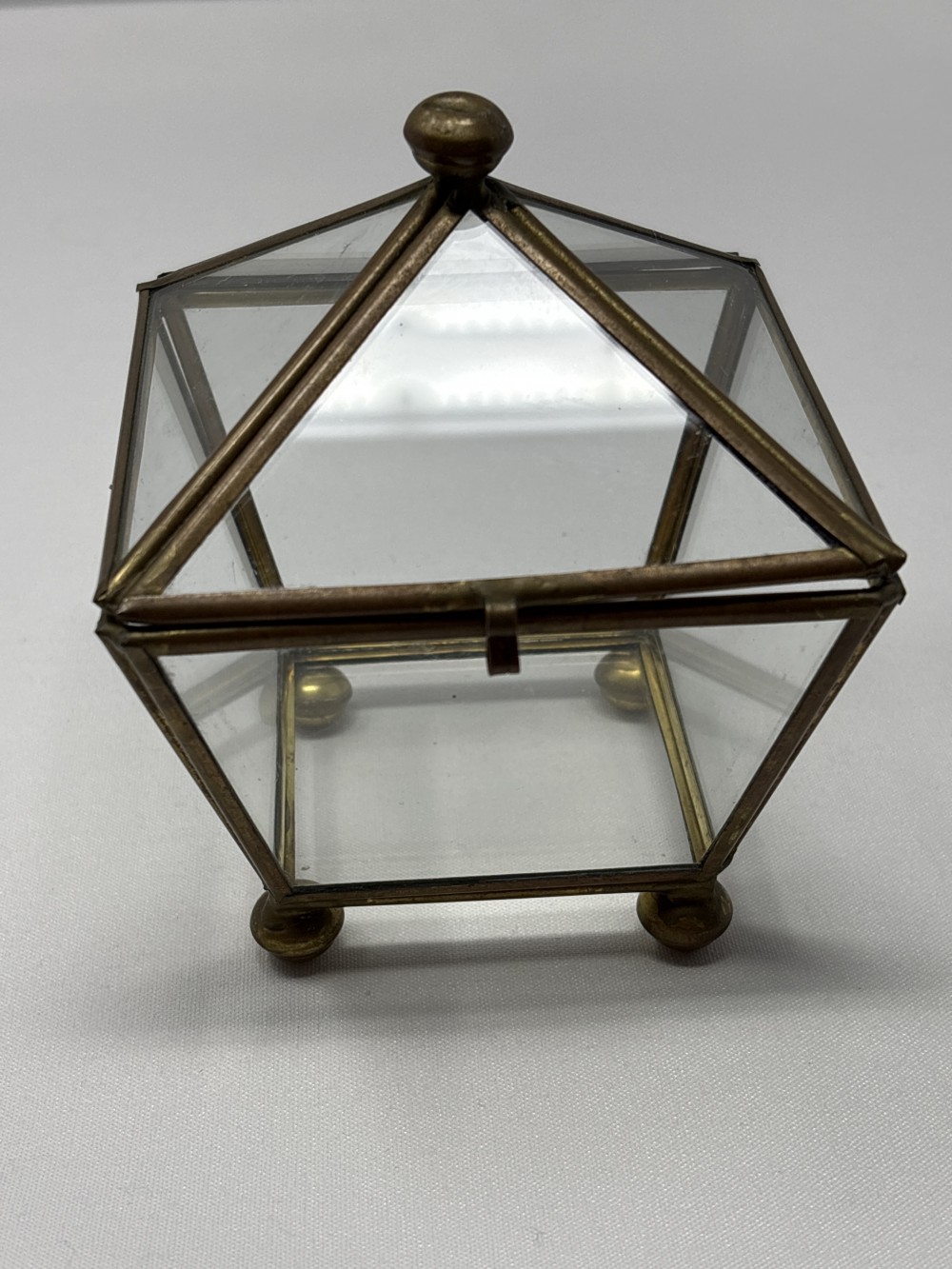 Vintage Brass and Glass Trinket Box