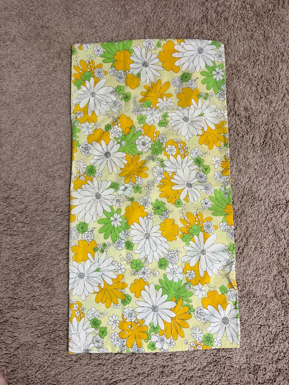 Vintage Pillowcase-Yellow Orange White-King Size